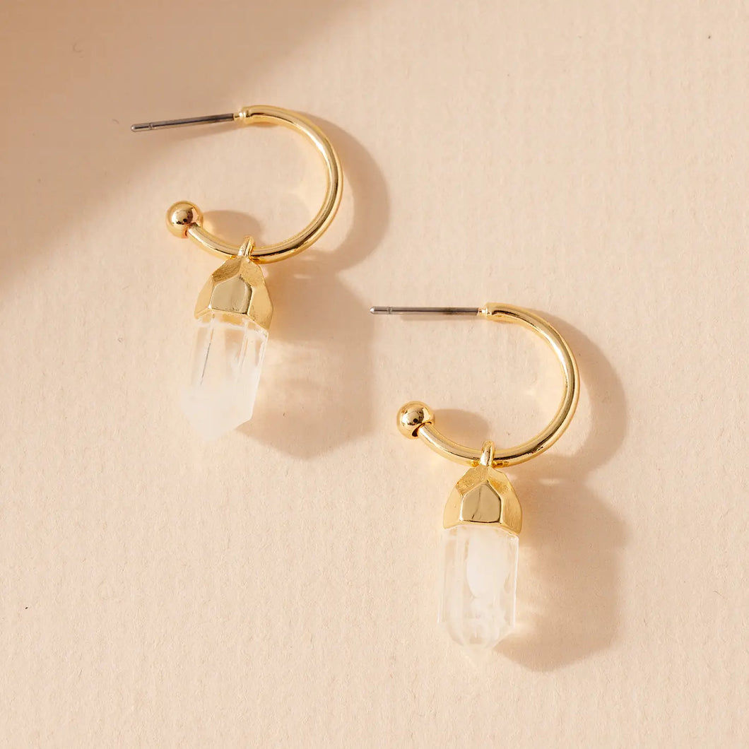 Crystal drop hoop dangling earrings
