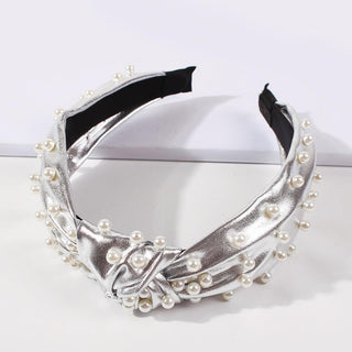 Beth Vegan Leather Pearl Headband