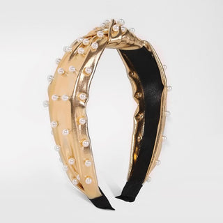 Beth Vegan Leather Pearl Headband