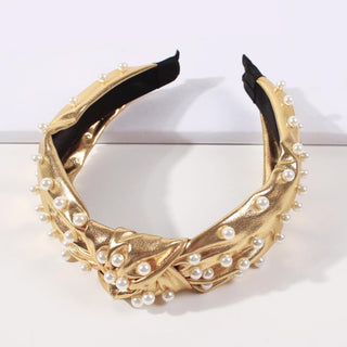 Beth Vegan Leather Pearl Headband