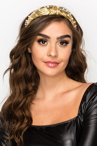 Beth Vegan Leather Pearl Headband