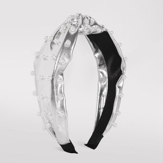 Beth Vegan Leather Pearl Headband