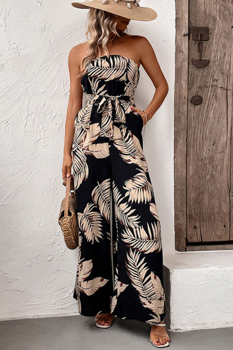 Paula Strapless Wide Leg Jumpsuit with Pockets