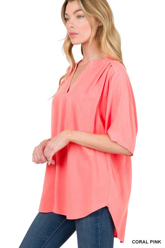 Nessa Top in Coral Pink