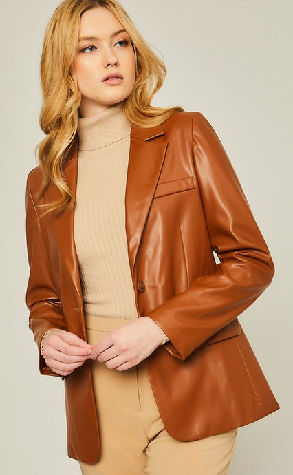 The Tipson Vegan Leather Blazer