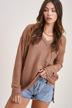 Tilly Brushed Waffle Top in Mocha