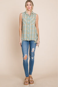 Days Gone By Frayed Plaid Button-Up Shirt
