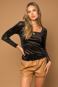 Yours Truly Square Neck Velvet Top