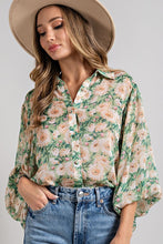 Laura Floral Print Top in Green