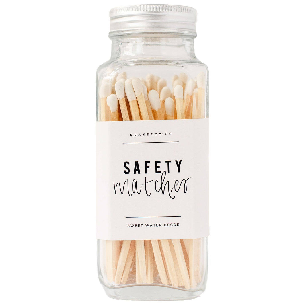 White Safety Matches - Glass Jar