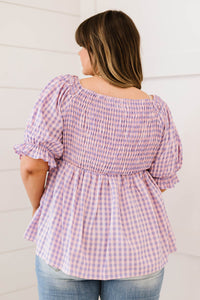 Youthful Days Gingham Smocked Babydoll Top
