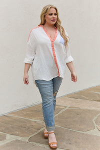 Crystal Color Block Button Down Top