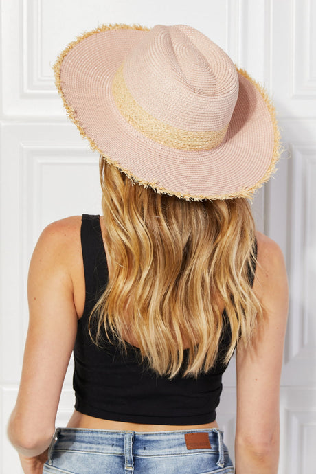 Poolside Baby Straw Fedora Hat in Pale Blush