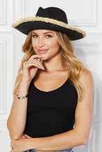 Poolside Baby Straw Fedora Hat in Black
