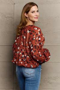 Come See Me Spotted Printed Chiffon Blouse