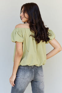 Light The Way Off The Shoulder Blouse in Lime