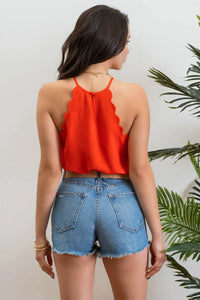 Rhea Scalloped Top in Orange