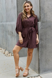 Hello Darling Belted Mini Dress in Charcoal