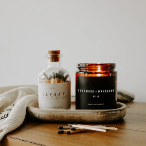 Teakwood and Mahogany Soy Candle | Amber Jar Candle