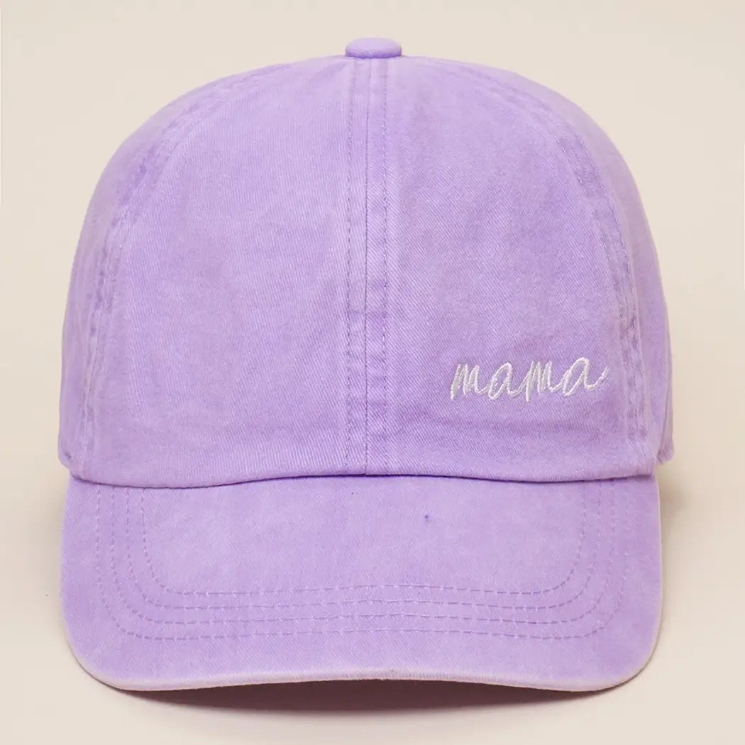 Mama Embroidery Baseball Cap in Lavender