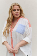 Crystal Color Block Button Down Top