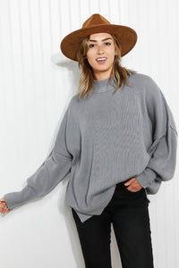 Comfort Awaits Slouchy Side Slit Sweater