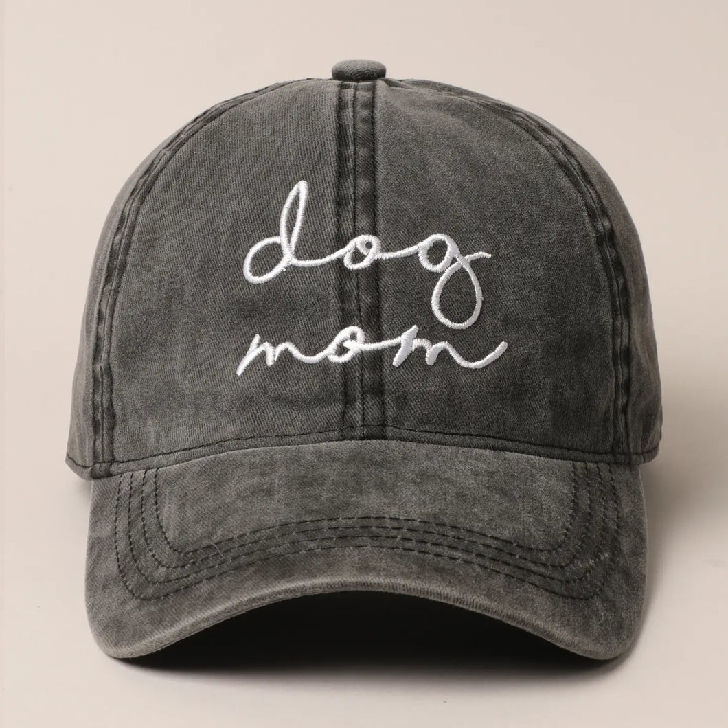 Dog Mom Embroidery Baseball Cap in Black