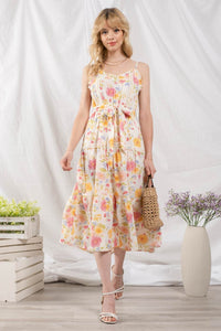 Lace Floral Midi Dress