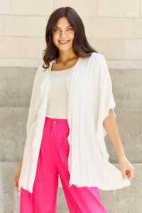 Summer is Calling Open Front Kimono in Off White