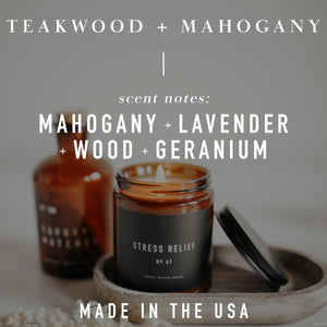 Teakwood and Mahogany Soy Candle | Amber Jar Candle