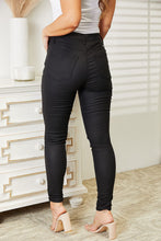 High Rise Black Coated Ankle Skinny Jeans