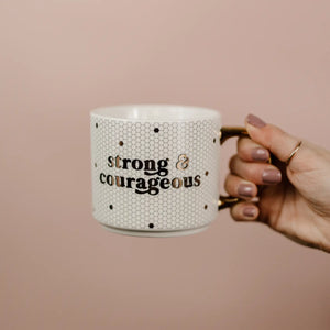 Strong and Courageous Honeycomb Tile Mug