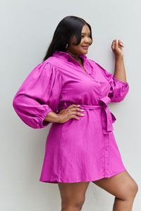 Hello Darling Belted Mini Dress in Magenta