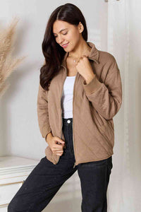 Zip-Up Jacket with Pockets in Taupe