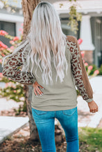 PREORDER Leopard Waffle Knit Notched Neck Top