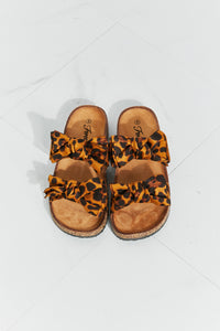 Fiercely Feminine Leopard Bow Slide Sandals