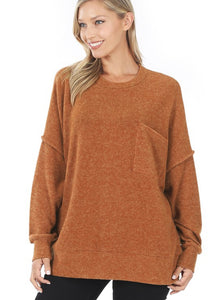 Sadie Drop Shoulder Oversized Sweater in Almond