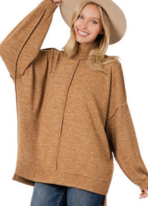 Georgia Mock Neck Sweater in Camel