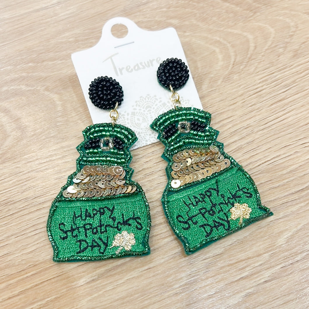 Happy St Patrick’s Day Bead Earrings