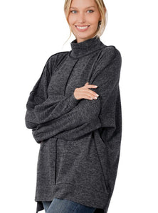 Georgia Mock Neck Sweater in Black